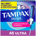 Tampax Pearl Tampons, with LeakGuard Braid, Ultra Absorbency, Unscented, 45 Count