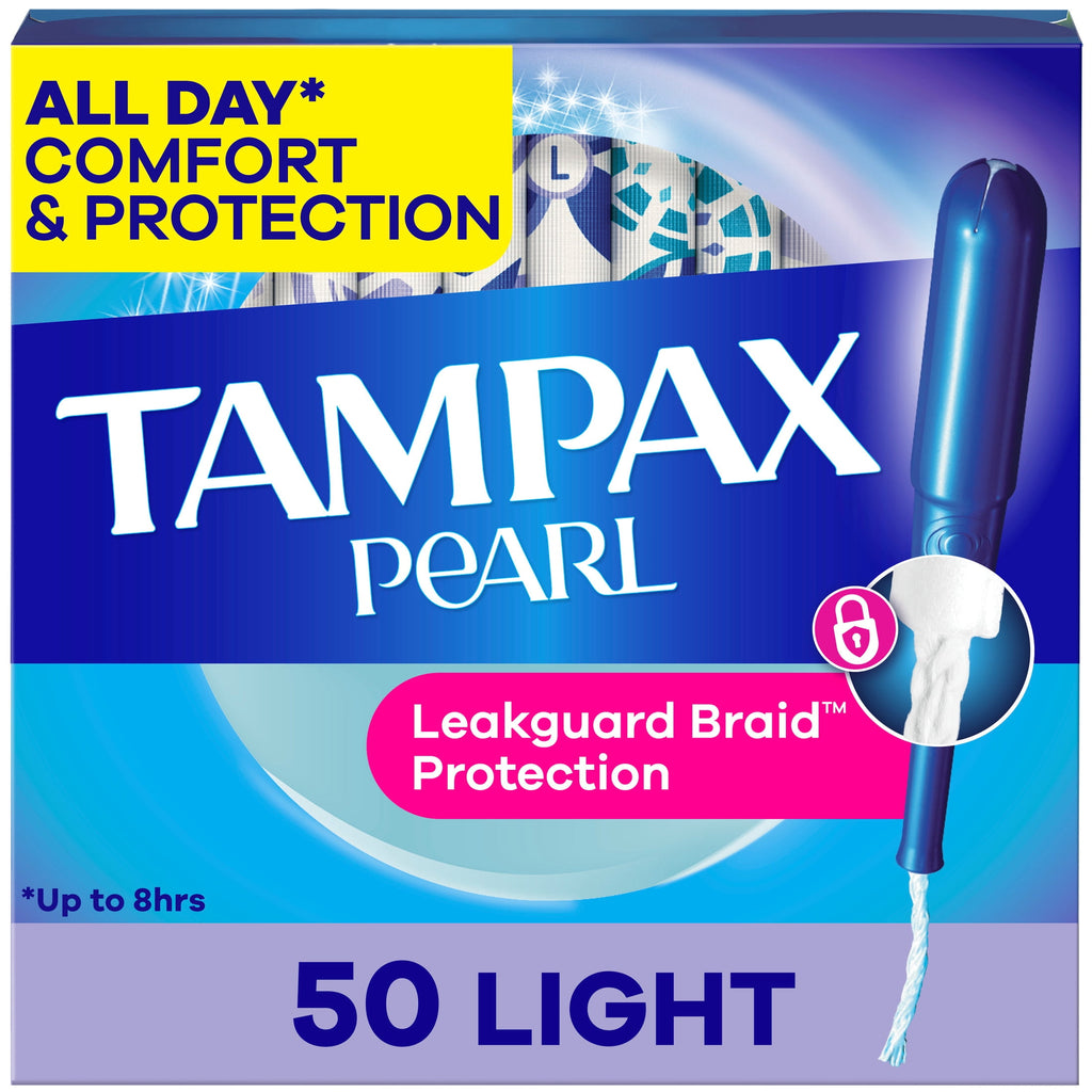 Tampax Pearl Tampons with LeakGuard Braid, Light Absorbency, 50 Count