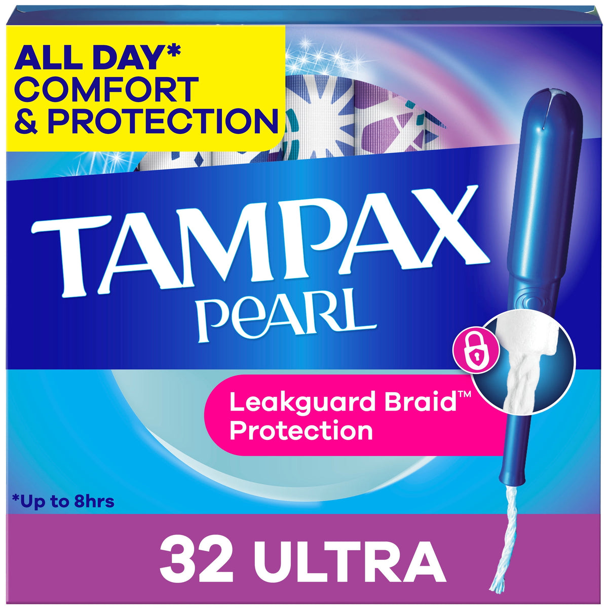 Tampax Pearl Tampons with LeakGuard Braid, Ultra Absorbency, 32 Count