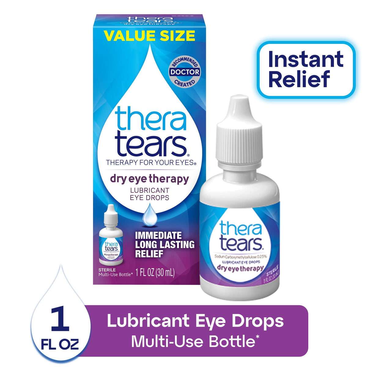 TheraTears Dry Eye Therapy Lubricating Eye Drops, Daily Use, 1 fl oz Bottle