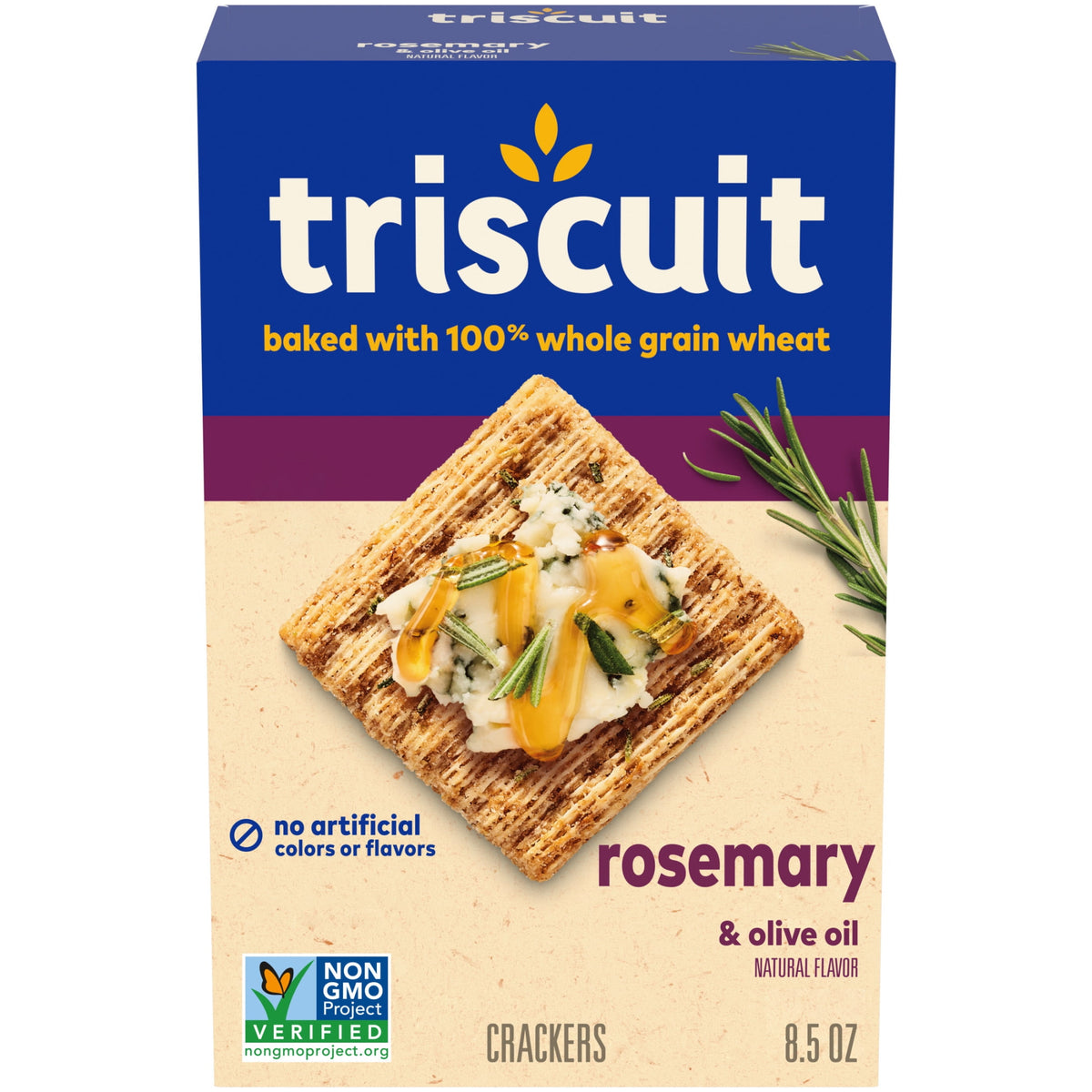 Triscuit Rosemary & Olive Oil Whole Grain Wheat Crackers, Lunch Snacks, Snack Crackers, 8.5 oz