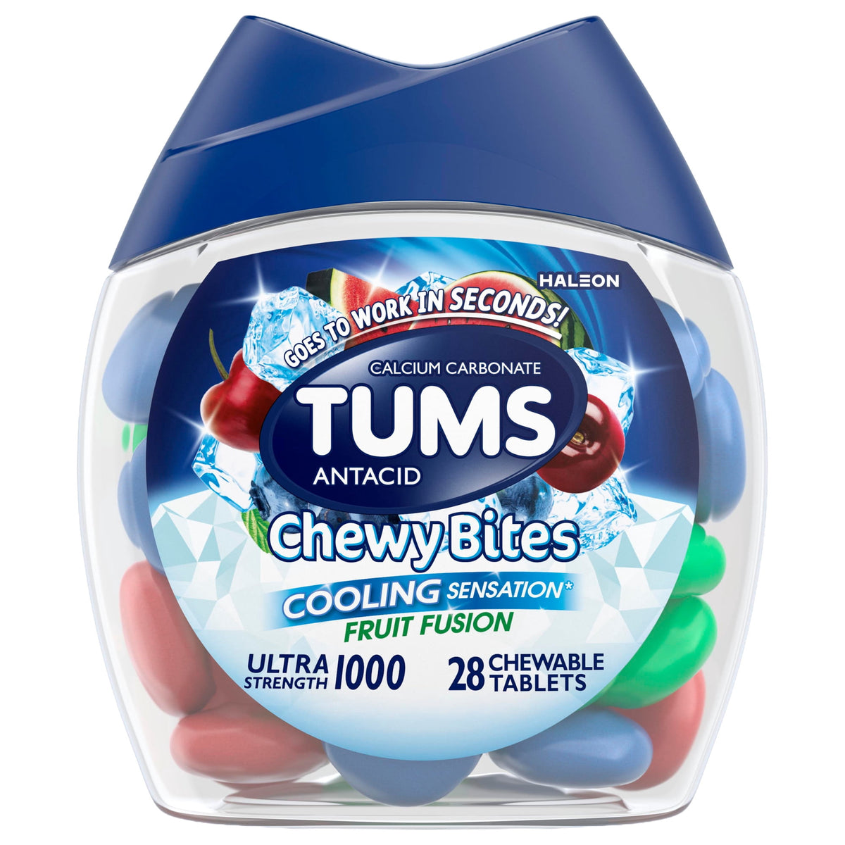 Tums Chewy Bites Ultra Strength Heartburn Relief Chews, Fruit Fusion, 28 Count