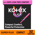 U by Kotex Click Compact Tampons, Super Plus, Unscented, 32 Count