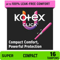 U by Kotex Click Compact Tampons, Super, Unscented, 16 Count