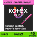 U by Kotex Click Compact Tampons, Super, Unscented, 45 Count