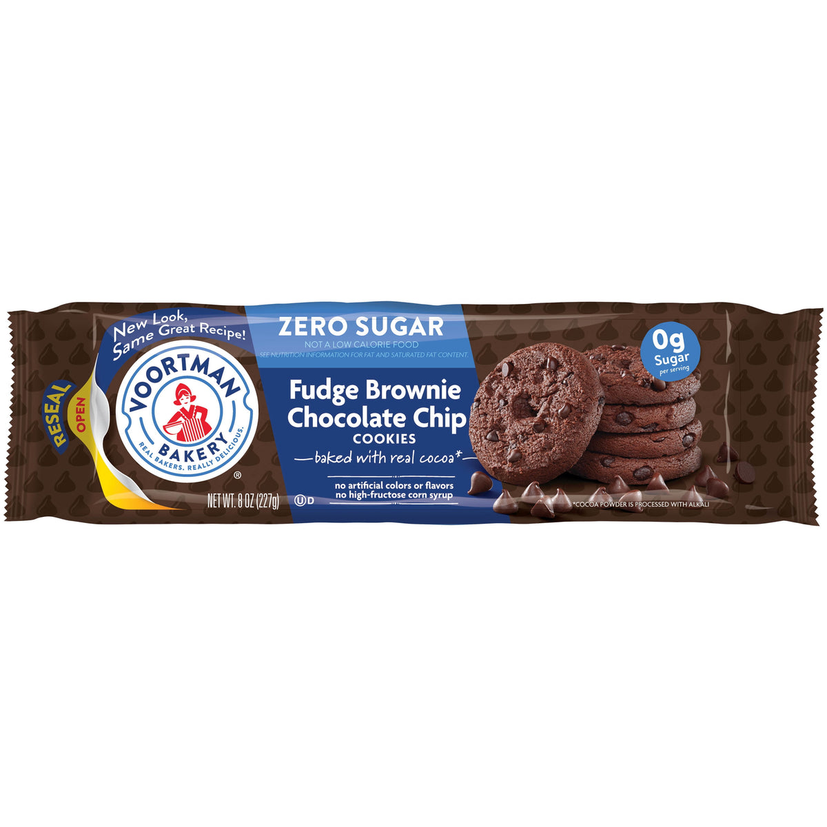 VOORTMAN Bakery Zero Sugar Fudge Brownie Chocolate Chip Cookies 8 oz