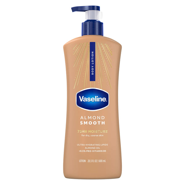 Vaseline Almond Smooth Body Lotion for Dry Skin Almond Smooth Lotion Made with Ultra-Hydrating Lipids, Almond Oil & Vitamin E for a Smooth, Natural