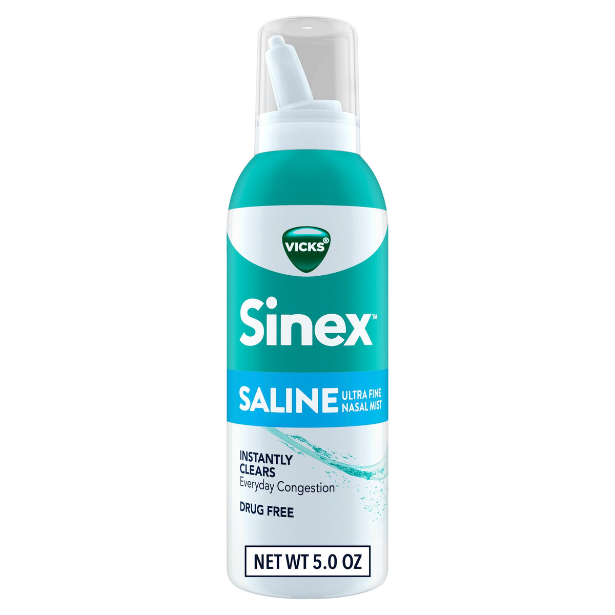Vicks Sinex Saline Nasal Spray, Nasal Decongestant for Sinus Relief, 5 oz