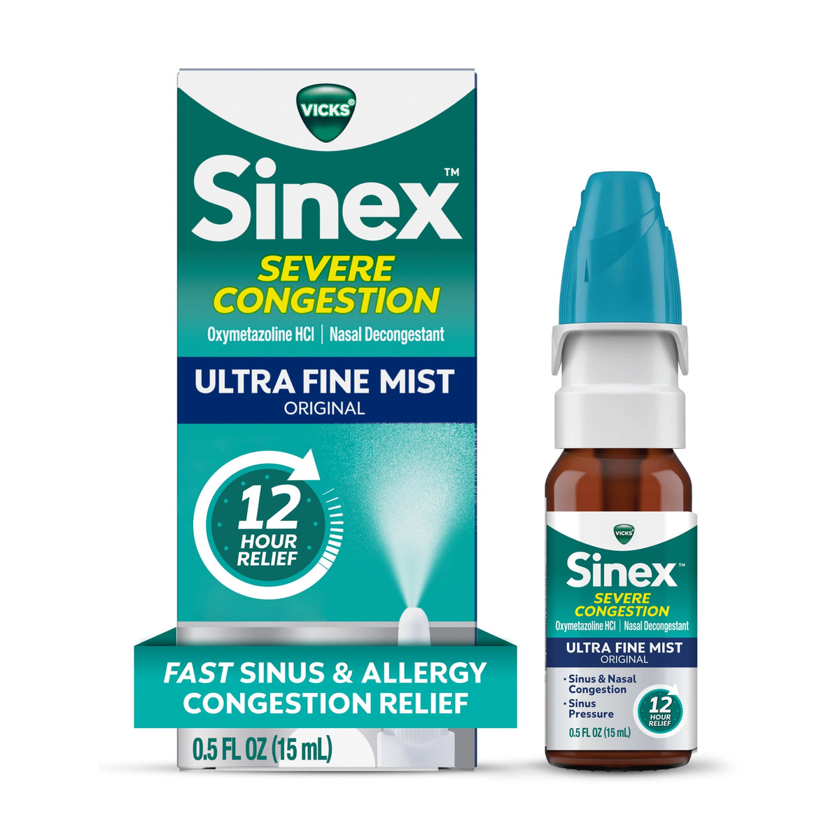 Vicks Sinex SEVERE CONGESTION Original Nasal Spray, Sinus Medicine, 0.5 fl oz