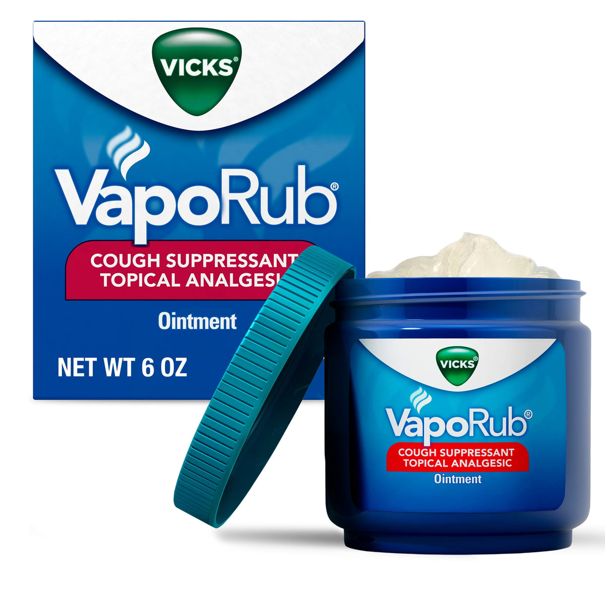 Vicks Vaporub Cough Suppressant Chest Rub Ointment, Original, 6 oz