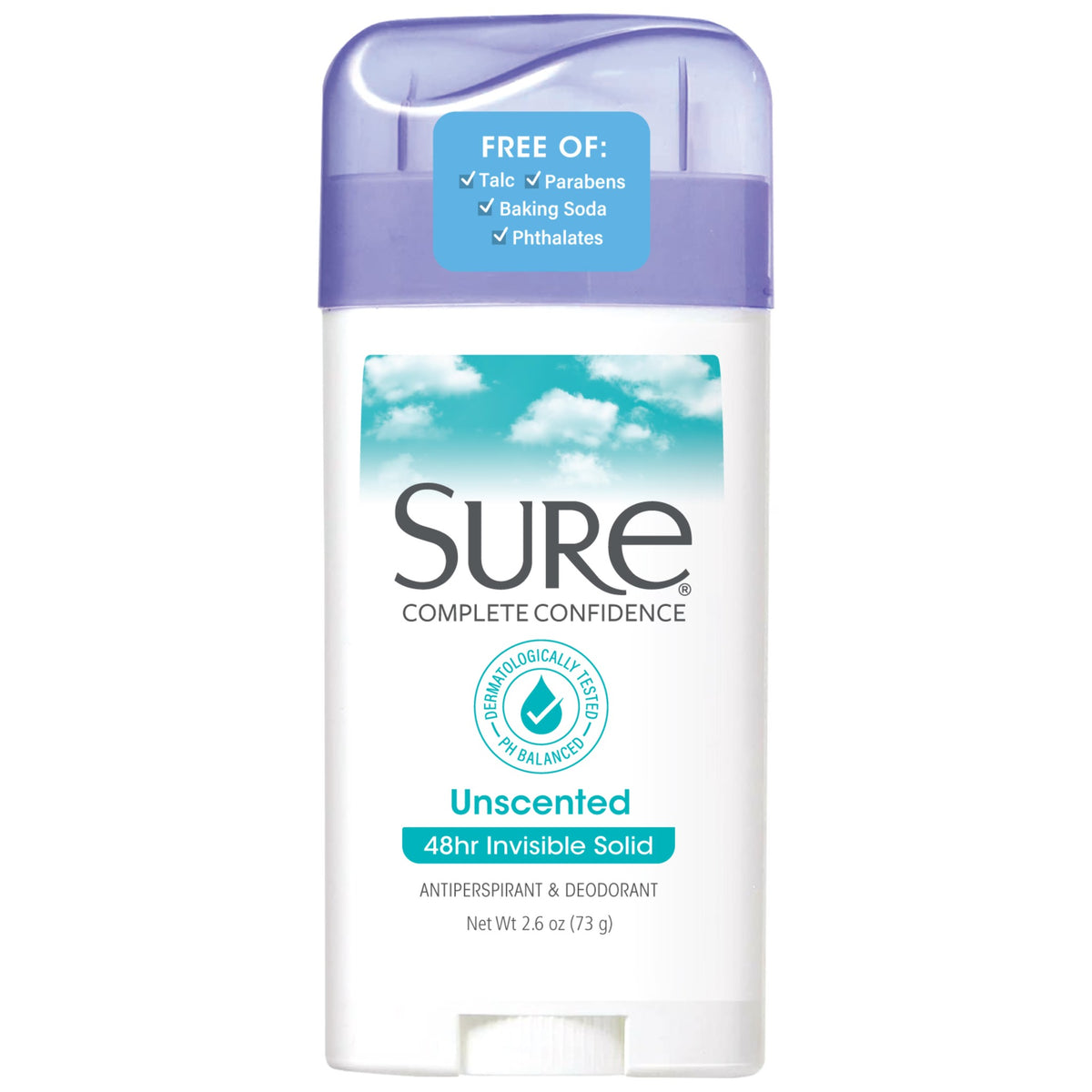 Sure Solid Anti-Perspirant Deodorant Stick, Unscented, Women, 2.6 oz