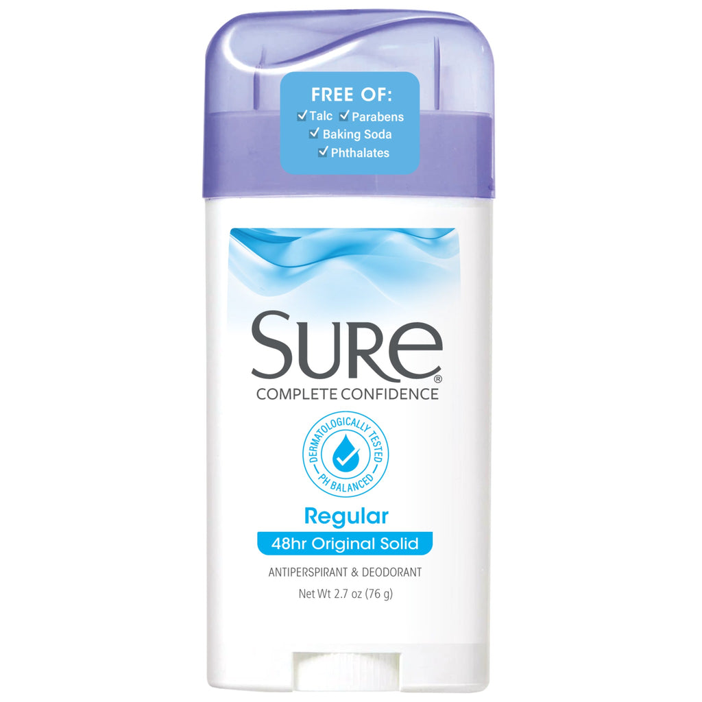 Sure Solid Anti-Perspirant Deodorant Original Solid Stick, Regular Scent, Women, 2.7 oz