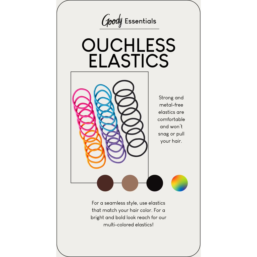 Goody Ouchless Clear Hair Elastics, No Metal, 75 Count, Damage-Free Styling