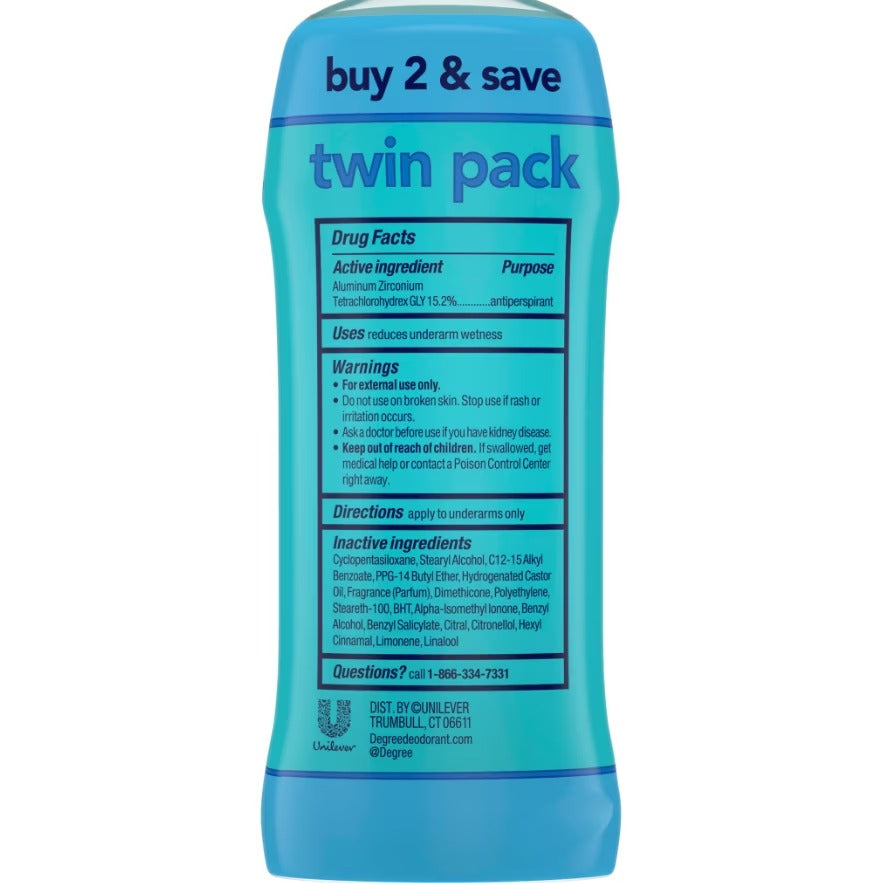 Degree Antiperspirant Deodorant for Women Shower Clean, 2.6 oz 2 Count