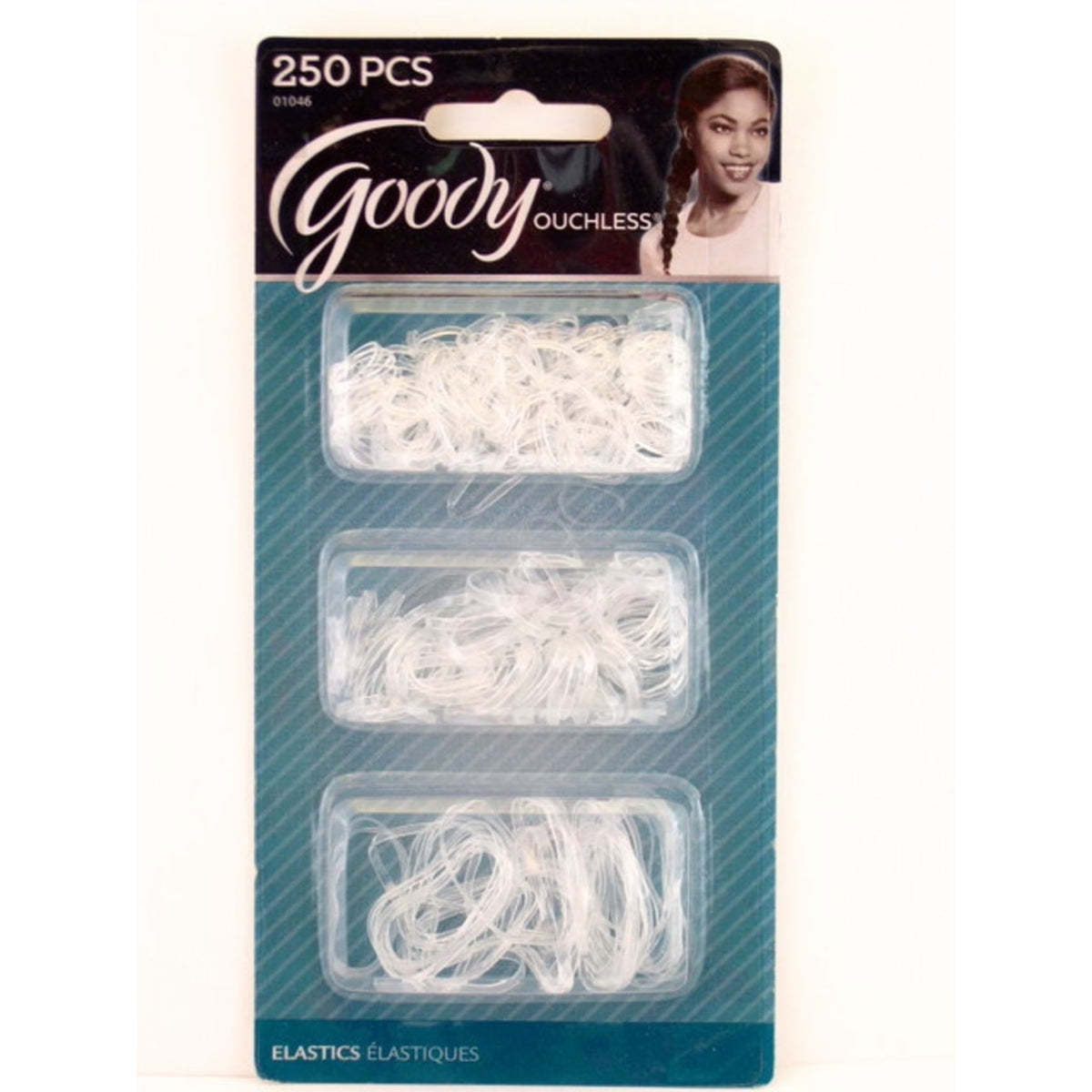 Goody Ouchless Mini Poly Band Hair Ties, No Metal Gentle Hair Elastics, Clear, 250 Ct