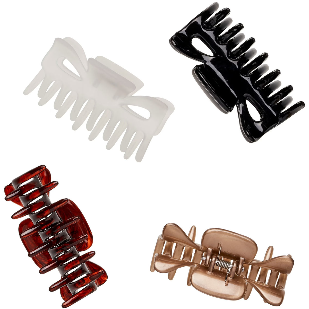 Goody Classics Medium Claw Hair Clips, Assorted Neutral Colors, Secure Hold for Medium Hair, 4 Count