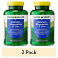 (2 pack) Spring Valley Calcium, Magnesium & Zinc Plus Vitamin D3 Coated Caplets, 250 Count