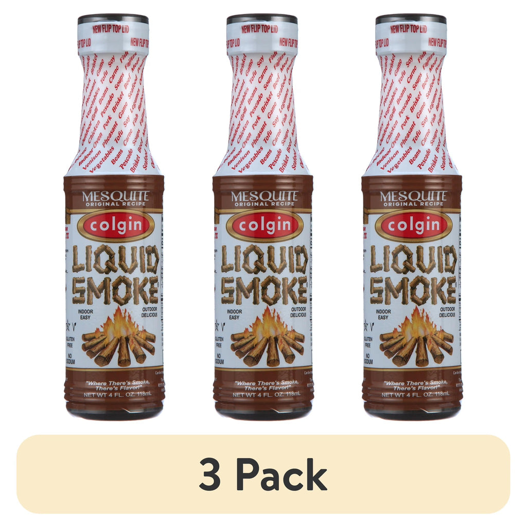 (3 pack) Colgin All-Natural Mesquite Liquid Smoke, 4 fl oz Bottle - Gluten-Free, Kosher, Vegan