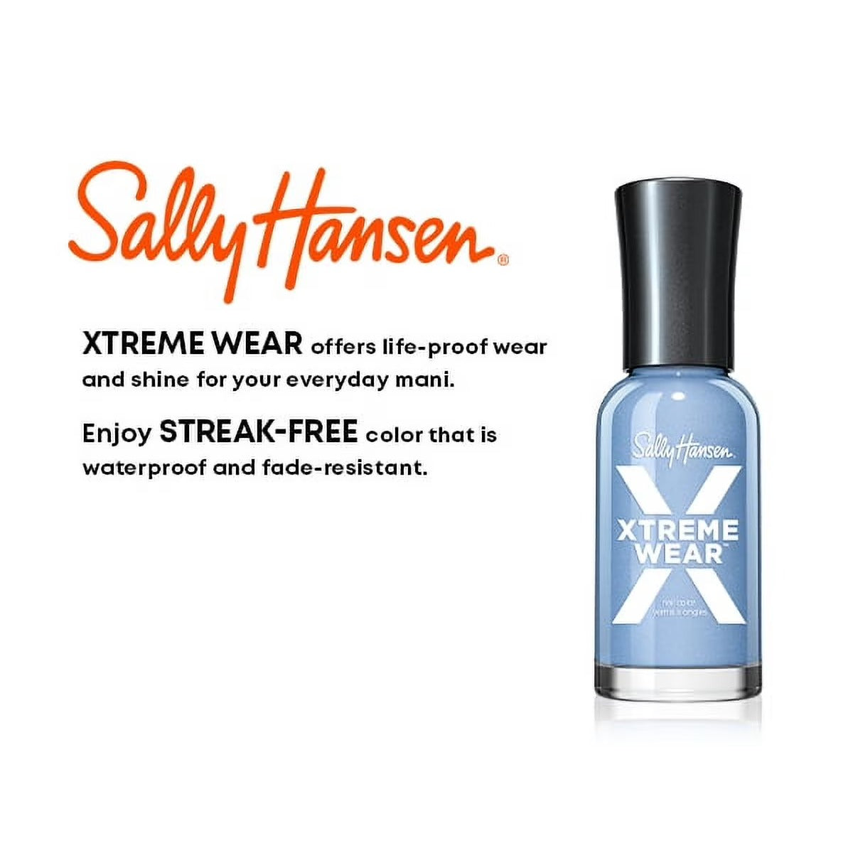 Sally Hansen Xtreme Wear Nail Polish, White On, 0.4 oz, Chip Resistant, Bold Color