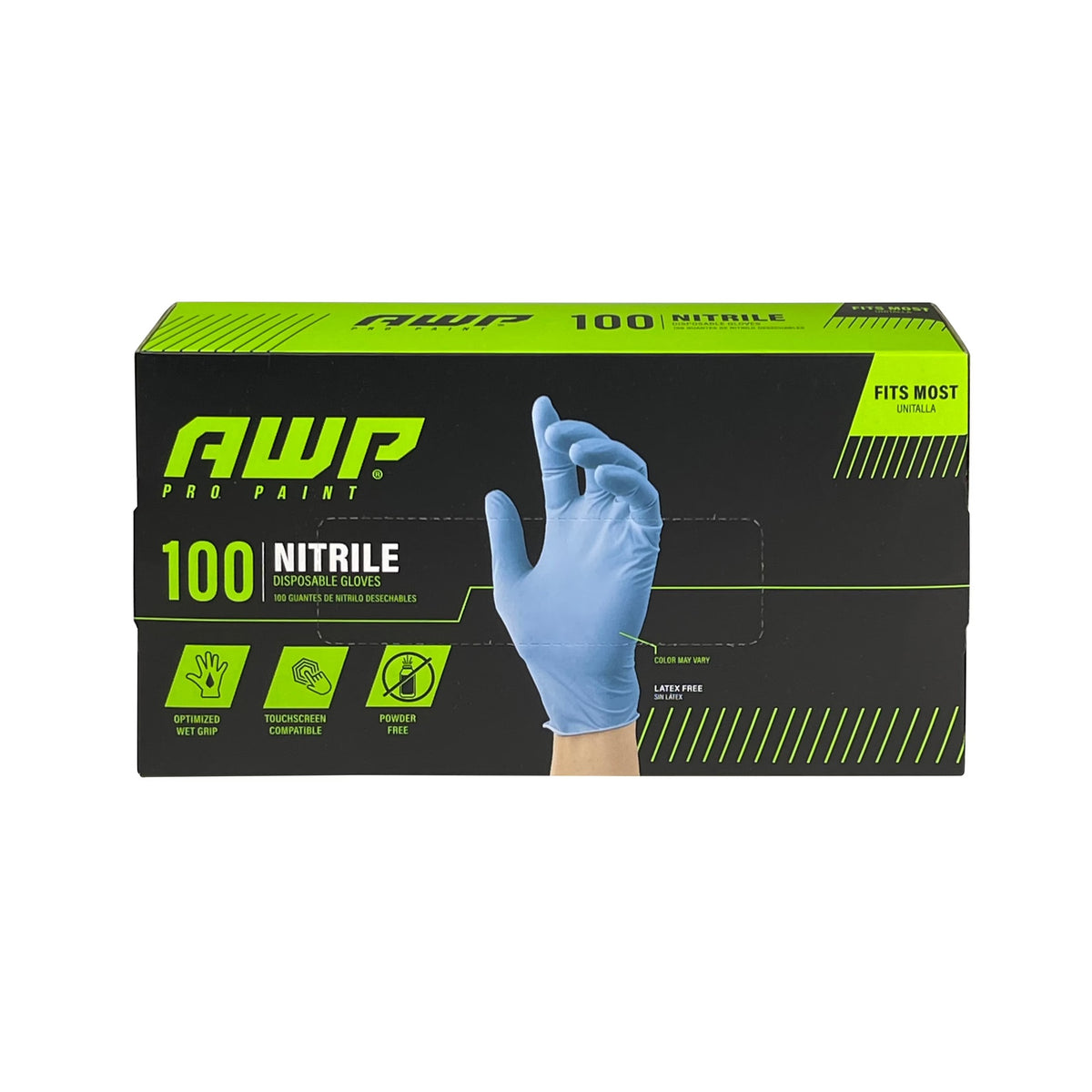 AWP Pro Paint 49910-14 Disposable Gloves, Nitrile, Blue, One Size, 100 Count
