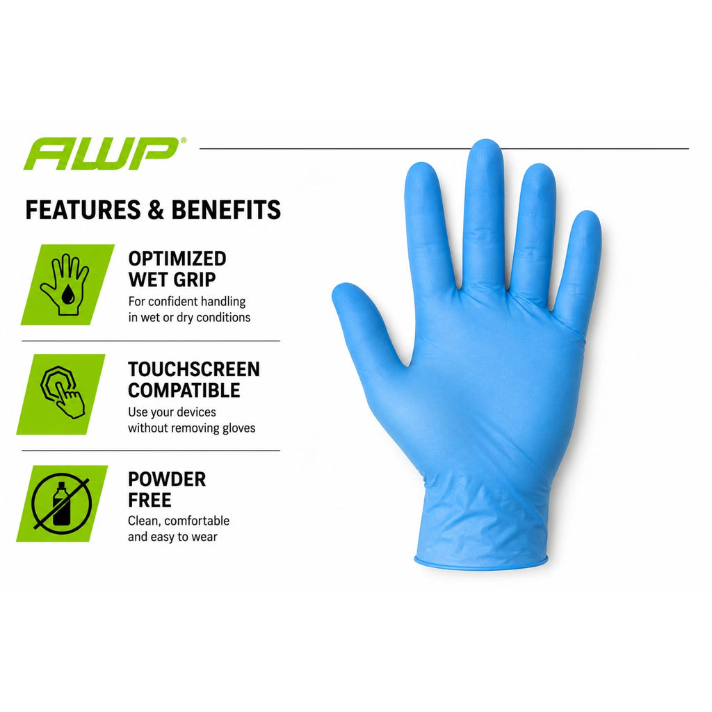 AWP Pro Paint 49910-14 Disposable Gloves, Nitrile, Blue, One Size, 100 Count