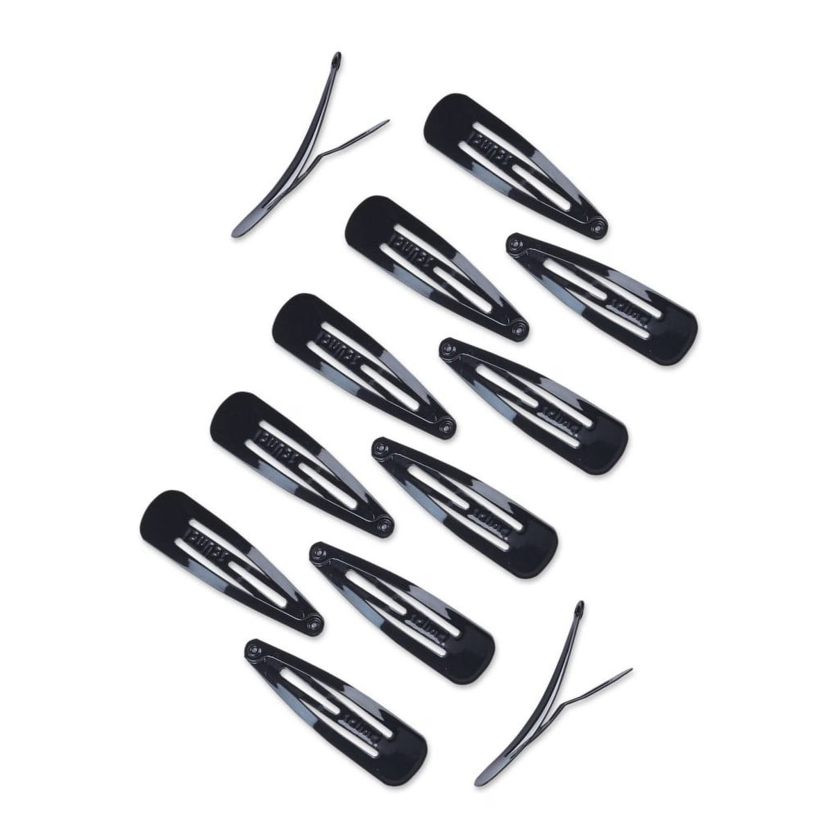Scunci Open Center Metal Snap Clip Hair Barrettes, Black, 12 Count