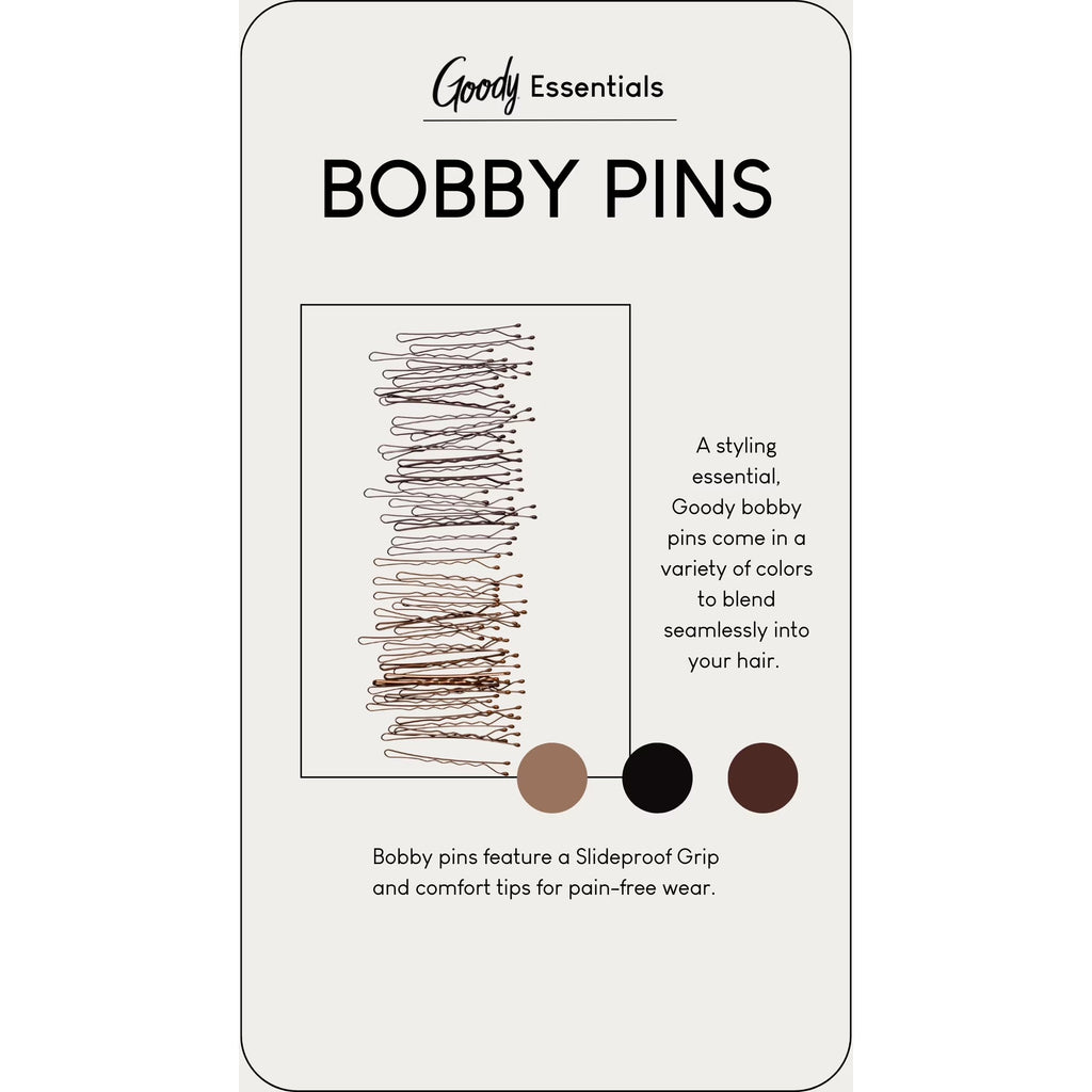 Goody Small Bobby Pins, Hair Pins, Secure Hold for All Ages, Black, 45 Ct