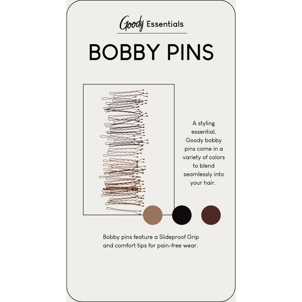 Goody Small Bobby Pins, Hair Pins, Secure Hold for All Ages, Black, 45 Ct
