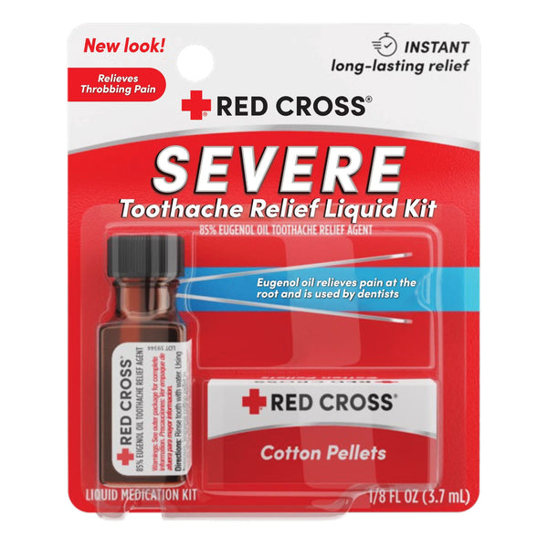 Red Cross Toothache Medicine Kit, Instant Pain Relief of Throbbing Toothache, 1/8 (.125) fl oz