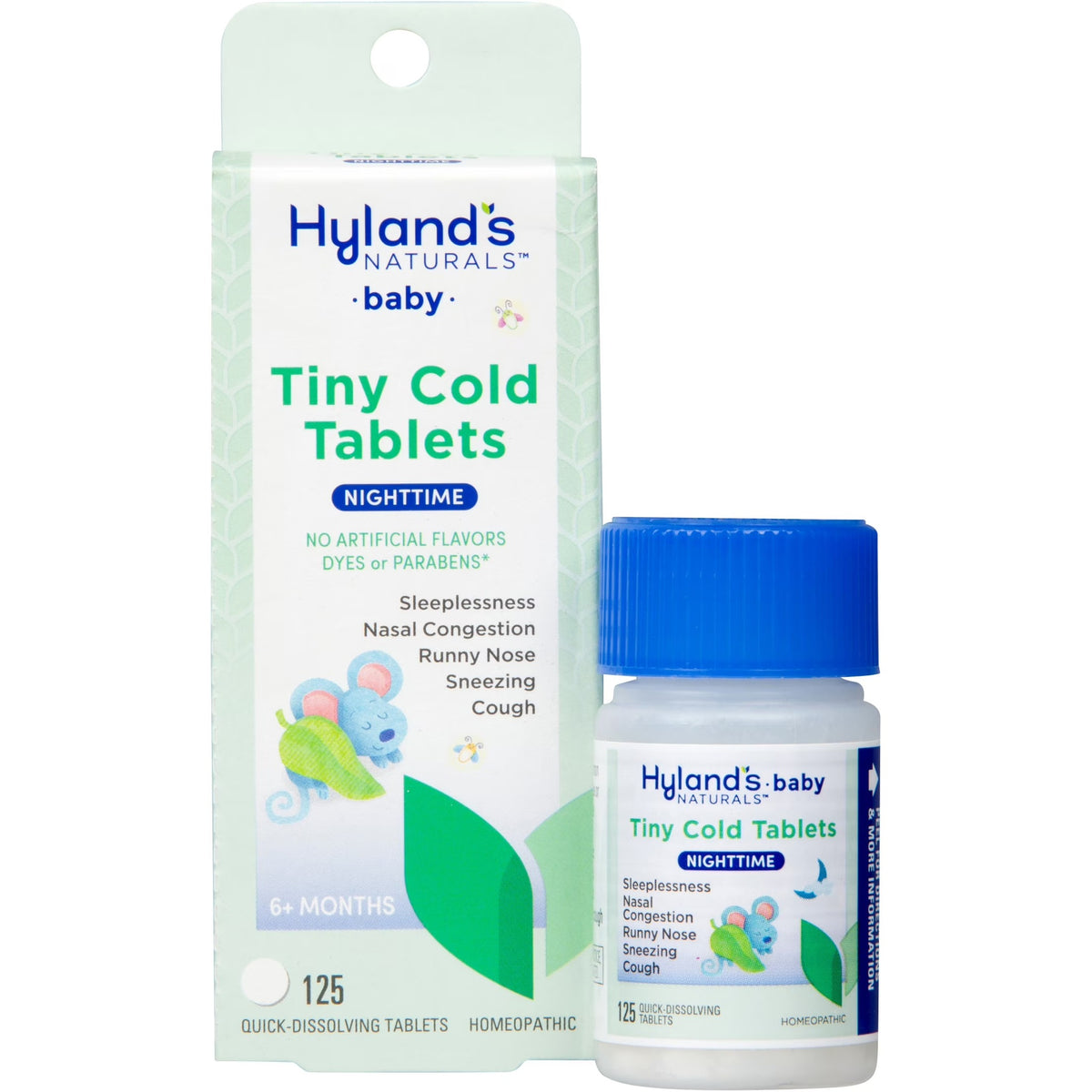 Hyland's Baby Tiny Cough & Cold Nighttime, 125 Quick-Dissolving Tablets for Colds