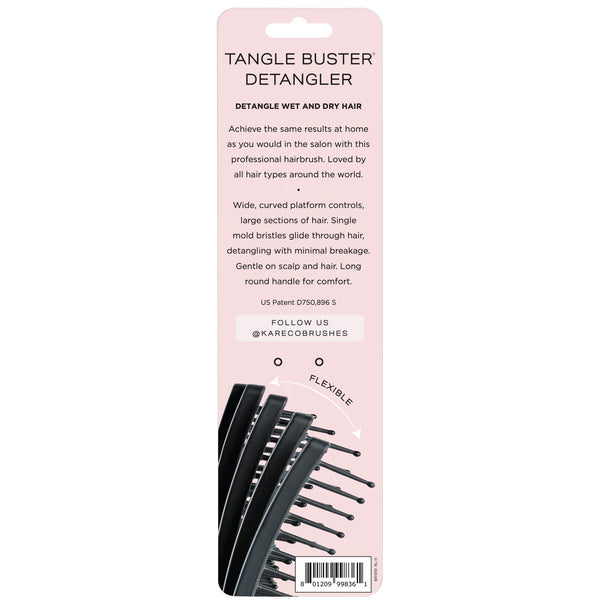 KareCo Salon Professional Tangle Buster Hair Brush with Flexible Paddle in Black