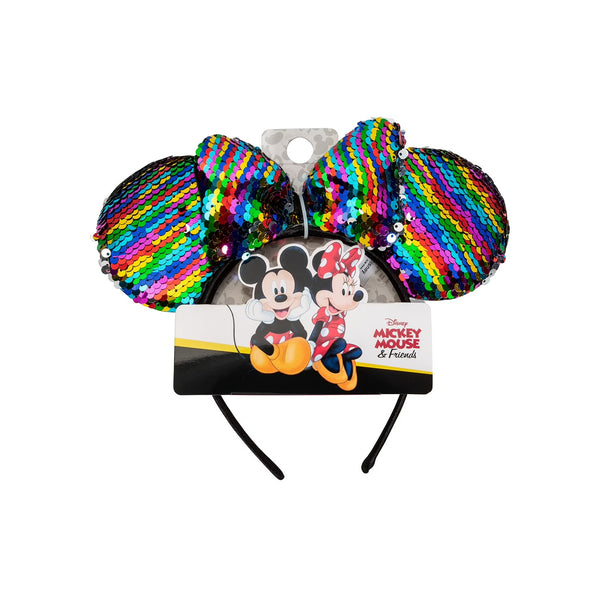 Girl's Disney Minnie Mouse Rainbow Sequin Bow Ears Headband