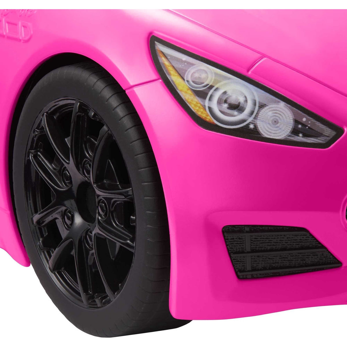 Barbie Convertible Toy Car, Bright Pink with Seatbelts and Rolling Wheels (Seats 2 Dolls), Toy for 3 Years and Up