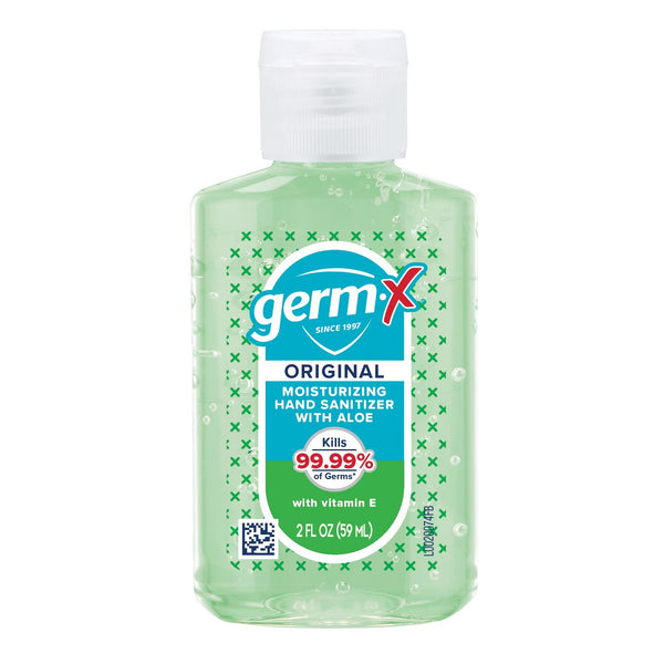 Germ-X Hand Sanitizer with Aloe & Vitamin E, Scented, Travel Size Hand Sanitizer Bottle, 2 fl oz