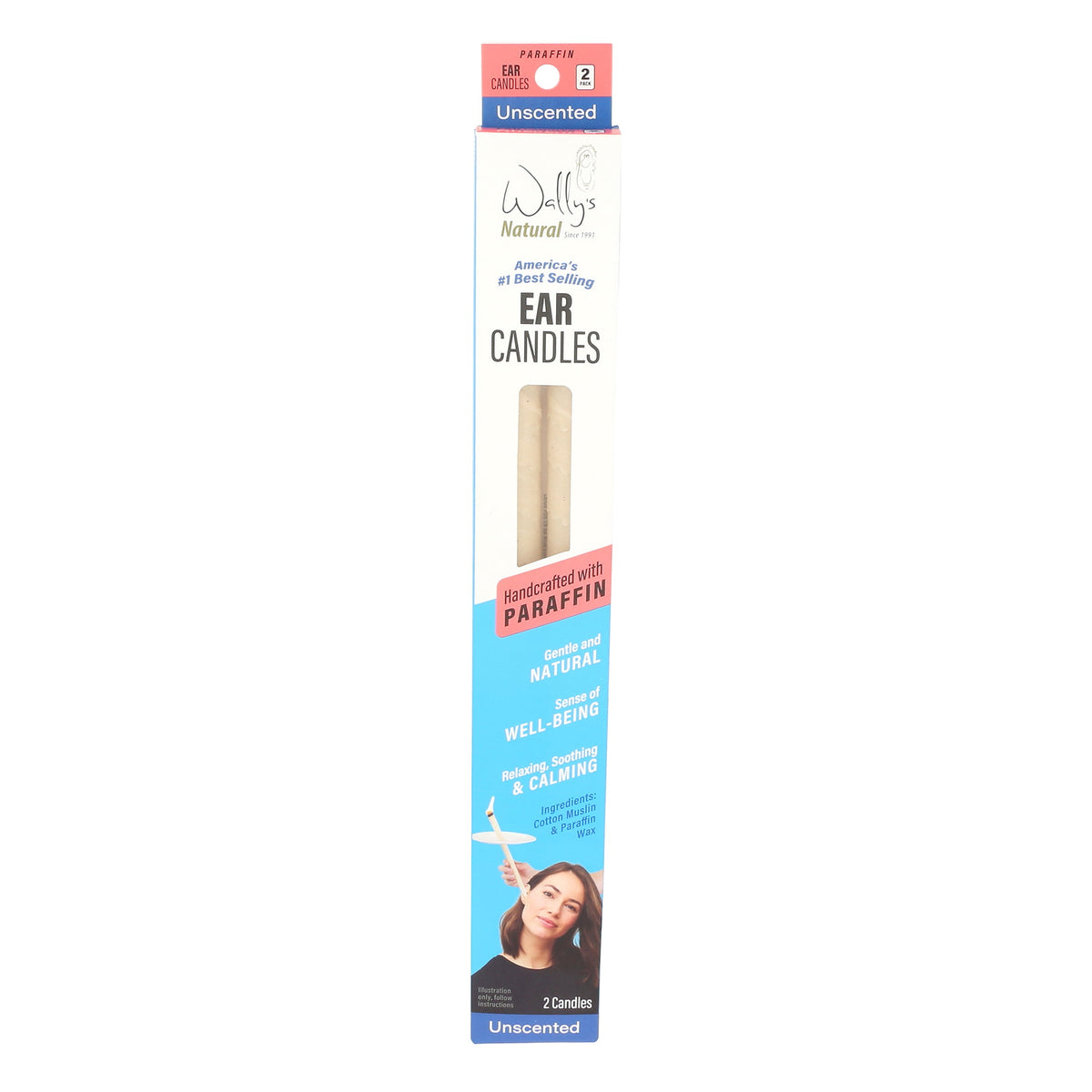Wally's Natural Unscented Paraffin Ear Candles, 2 pack