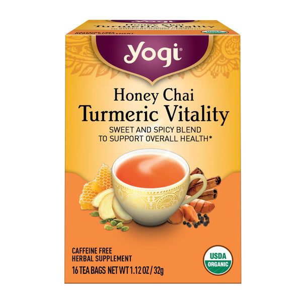 Yogi Honey Chai Turmeric Vitality, Organic Herbal Wellness Tea Bags, 16 Count