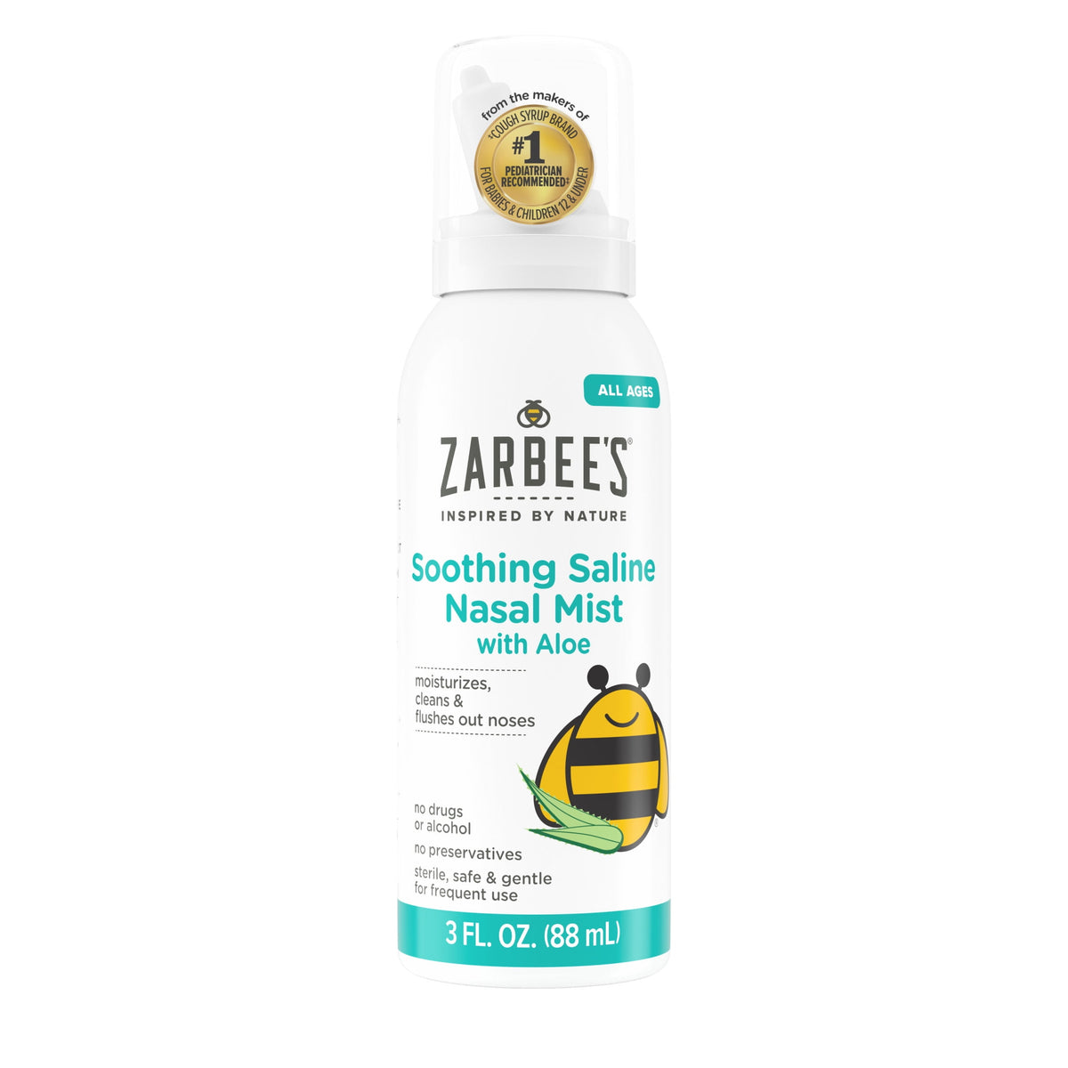 Zarbee’s Soothing Saline Nasal Mist with Aloe for All Ages, 3 fl. oz