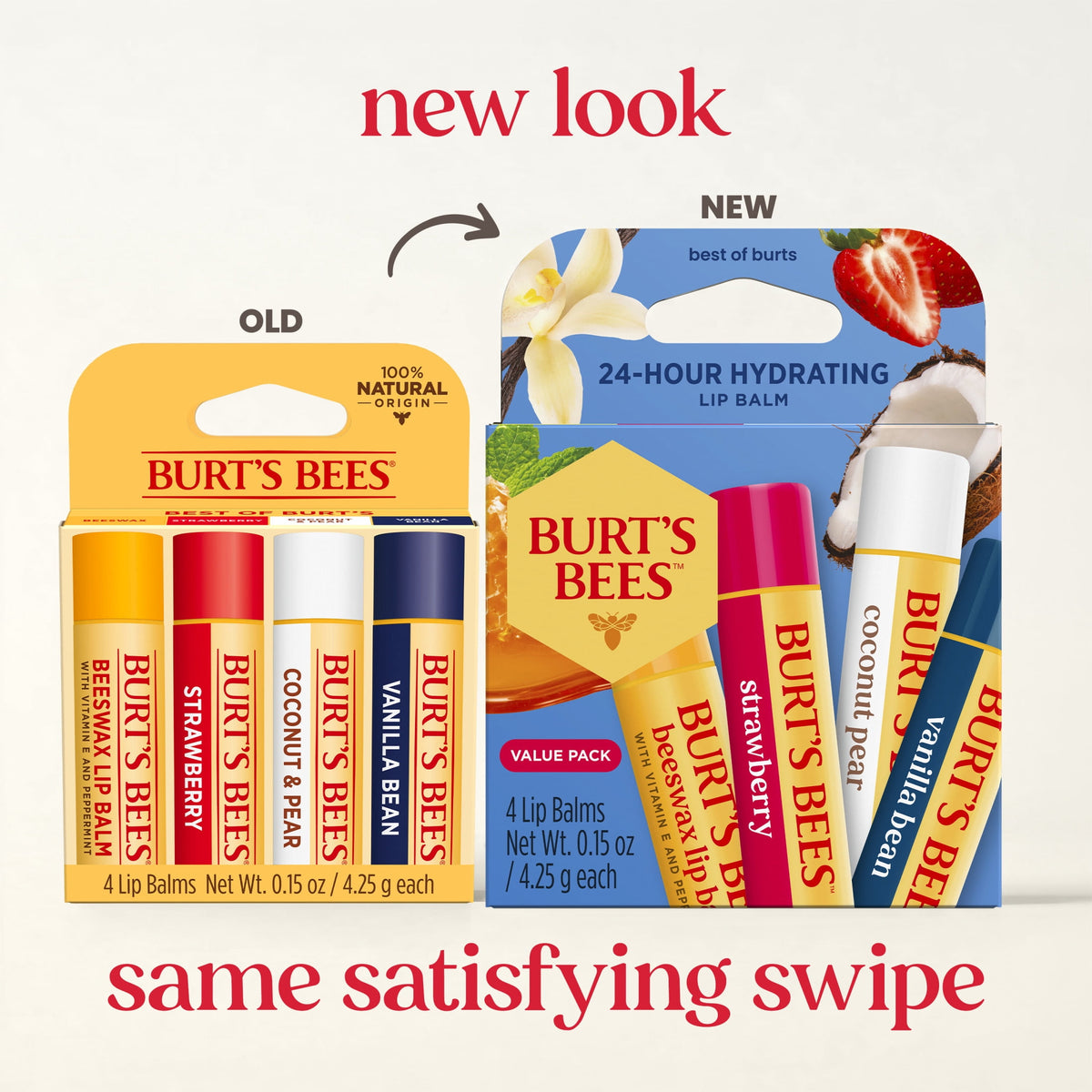 Burt's Bees Best of Burt's Hydrating Lip Balm Variety Pack, Multi Flavor, 4 Pack
