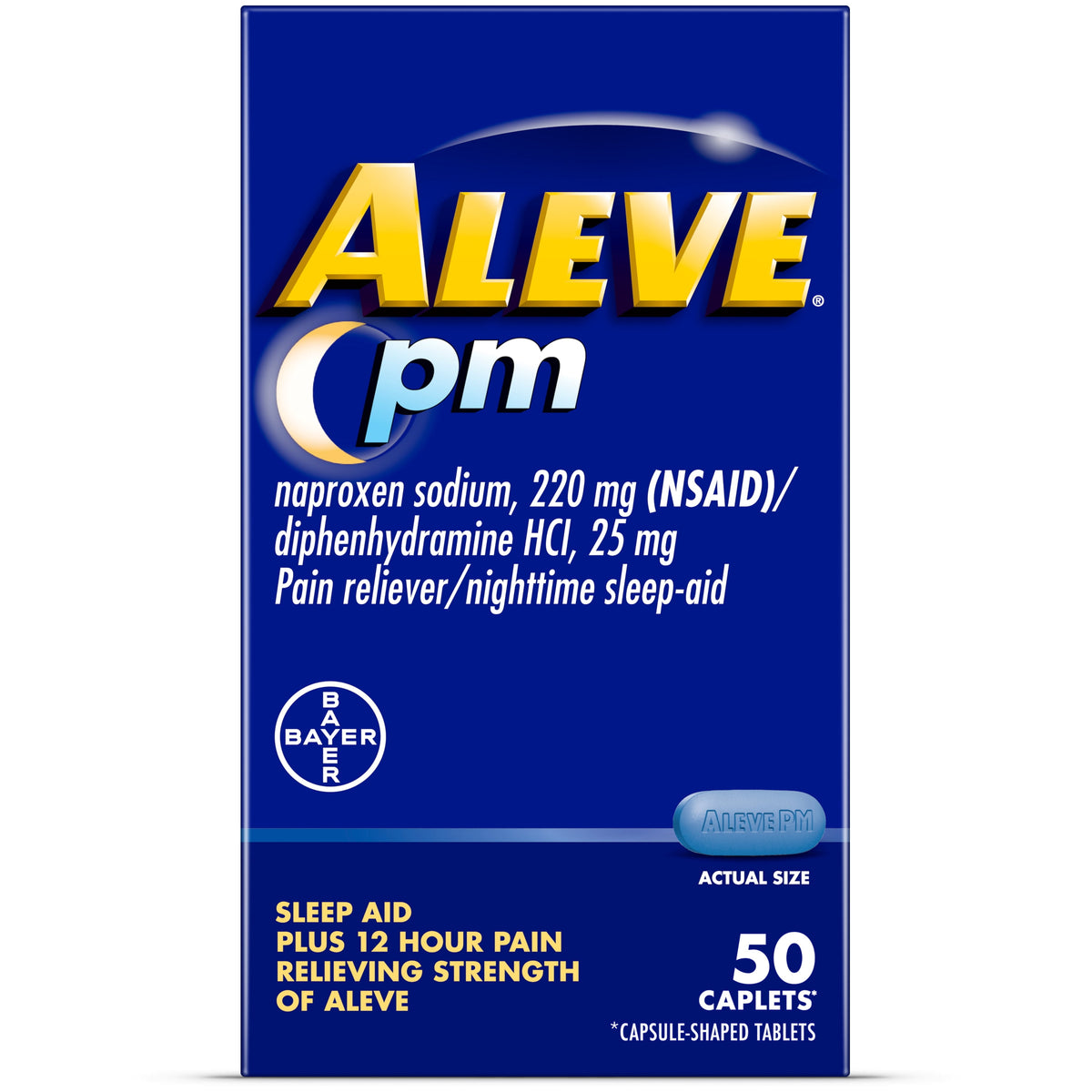 Aleve PM Pain Reliever & Nighttime Sleep Aid Caplets, 50 Count