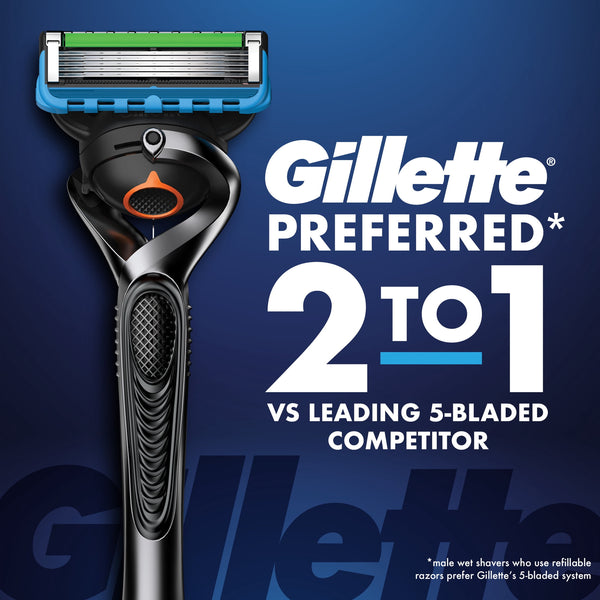 Gillette ProGlide Razor Men 5 Blade Manual Razor ,1 Handle and 2 Blade Refills ,Black