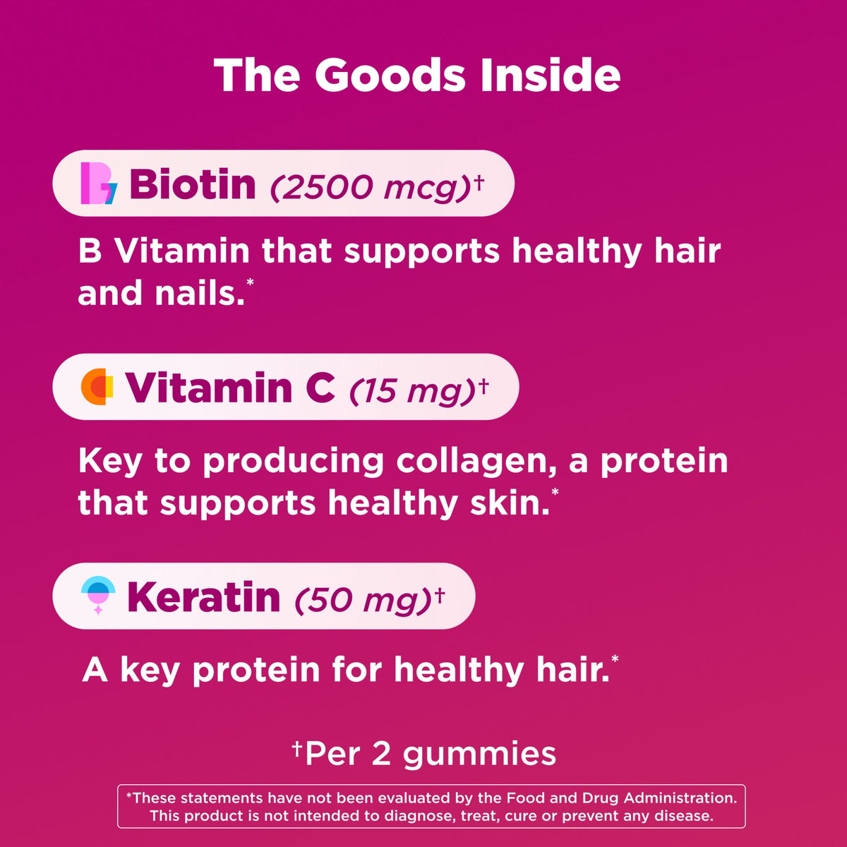 OLLY Undeniable Beauty Gummies, Biotin, Keratin, Supplement for Hair, Skin, Nails, 60 Count