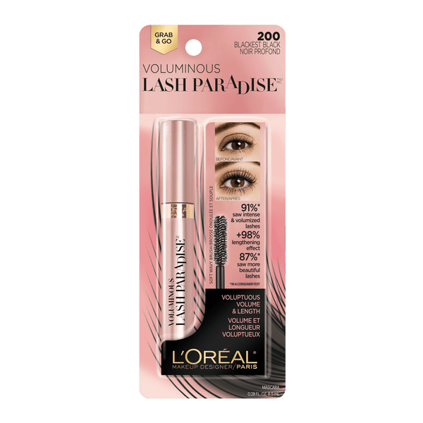 L'Oreal Paris Voluminous Lash Paradise Washable Mascara, Blackest Black