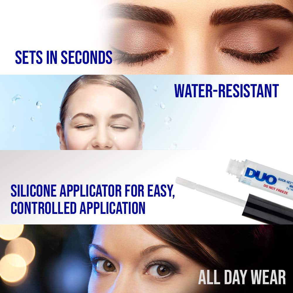 DUO Quick-Set Strip Lash Adhesive - White/Clear, Latex-Free, Water-Resistant, Long-Lasting, Lash Glue, 0.18 oz