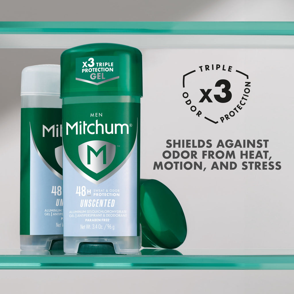 Mitchum Men’s Triple Odor Protection Antiperspirant & Deodorant Gel, Unscented, 2 pack