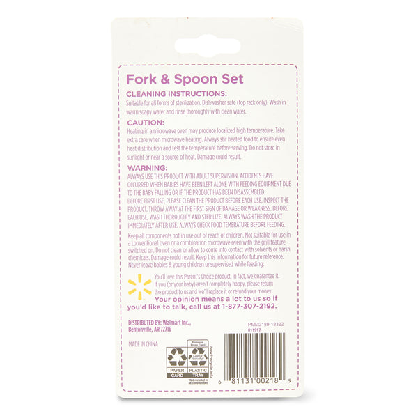 Parent's Choice Baby Feeding Fork & Spoon Set, Multicolor, 9+ Months, 10 Count