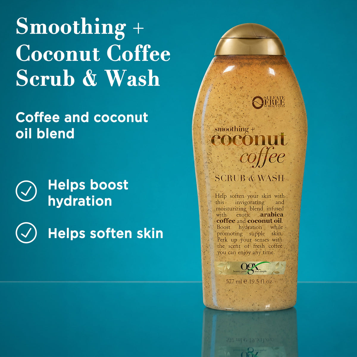 OGX Smoothing + Coconut Coffee Exfoliating Body Scrub, 19.5 Fl oz