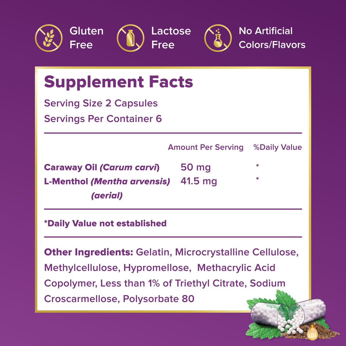 FDgard Digestive Health Supplement with Caraway Oil & L-Menthol for Occasional Nausea, Bloating & Upset Stomach†, 12ct (Packaging May Vary)