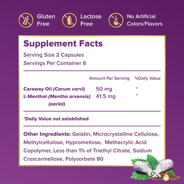 FDgard Digestive Health Supplement with Caraway Oil & L-Menthol for Occasional Nausea, Bloating & Upset Stomach†, 12ct (Packaging May Vary)