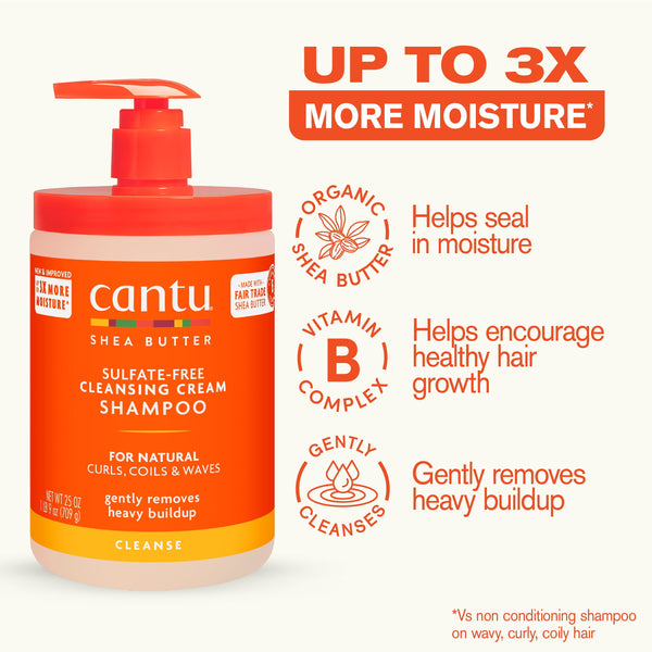 Cantu Shea Butter for Natural Hair Sulfate-Free Cleansing Cream Shampoo, 25 oz