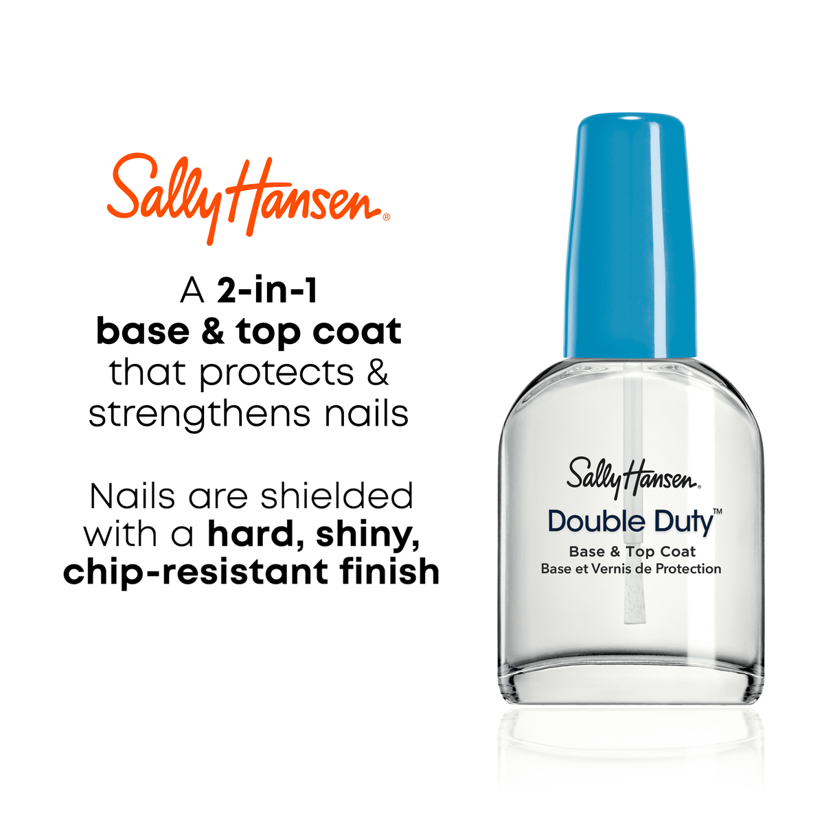 Sally Hansen Double Duty Nail Polish Base & Top Coat, Strengthening Formula, 0.45 fl oz